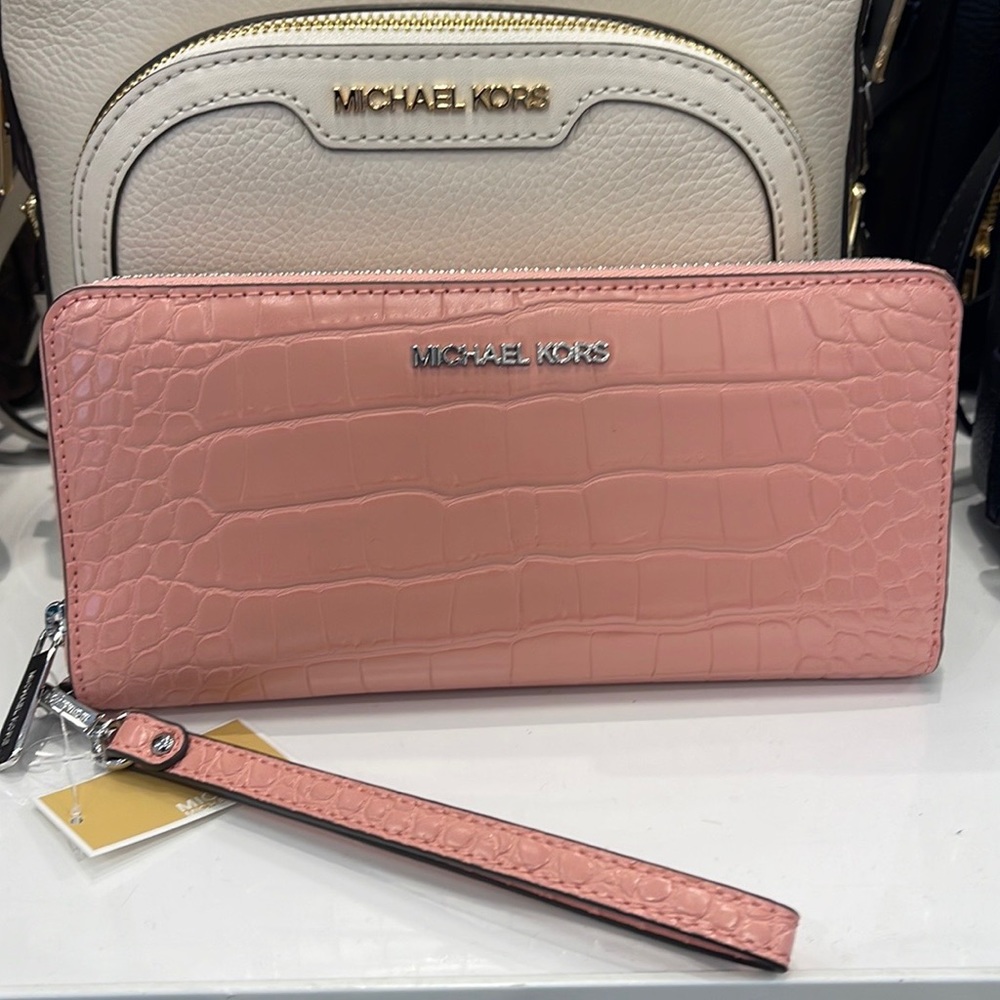 Michael Kors Large Jet Set Travel Continental Wristlet Phone Holder Case Wallet